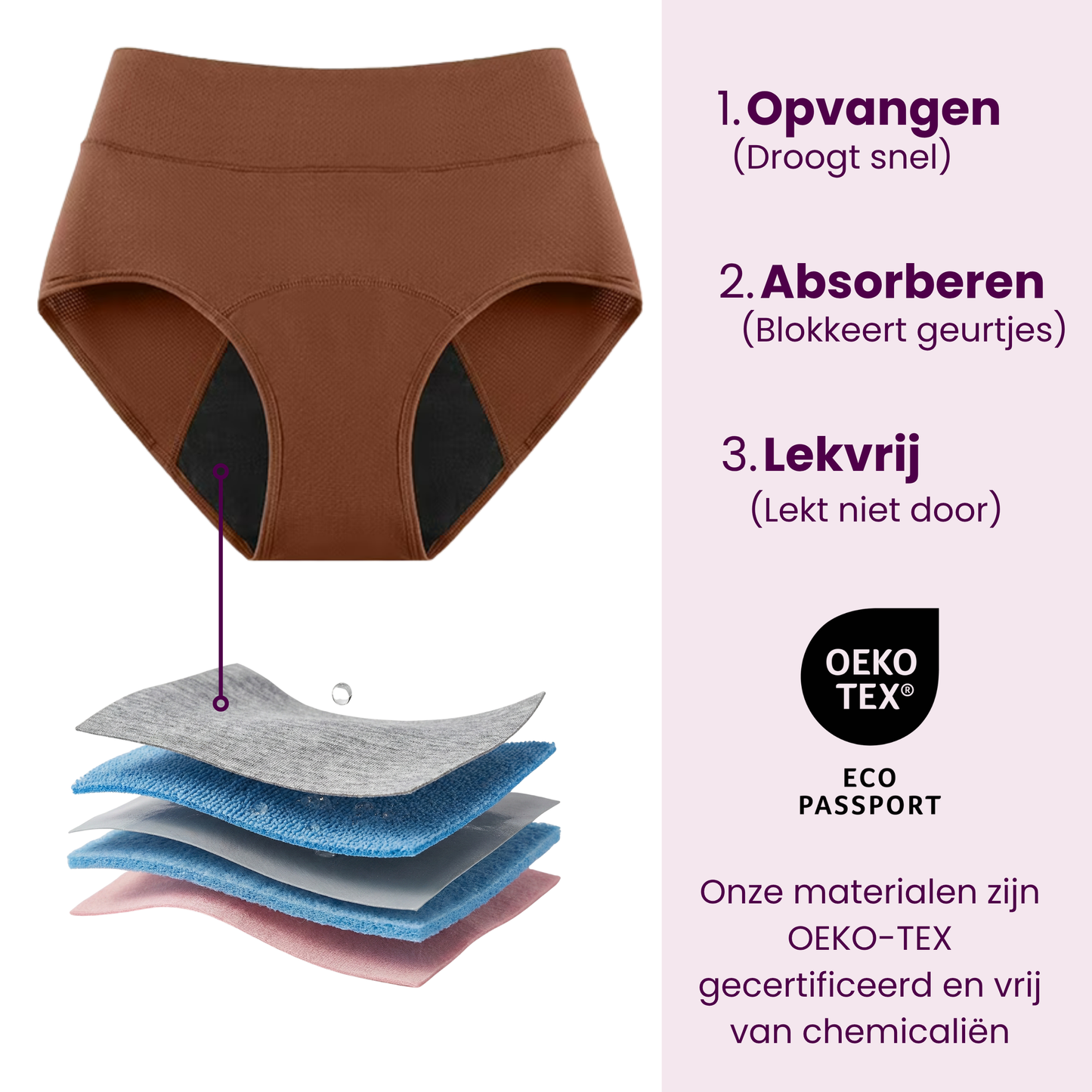 VitalDry® | Lekvrij Ondergoed (5-Pack) | Hoge Taille