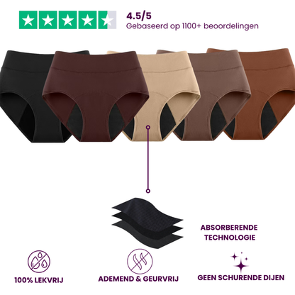 VitalDry® | Lekvrij Ondergoed (5-Pack) | Hoge Taille