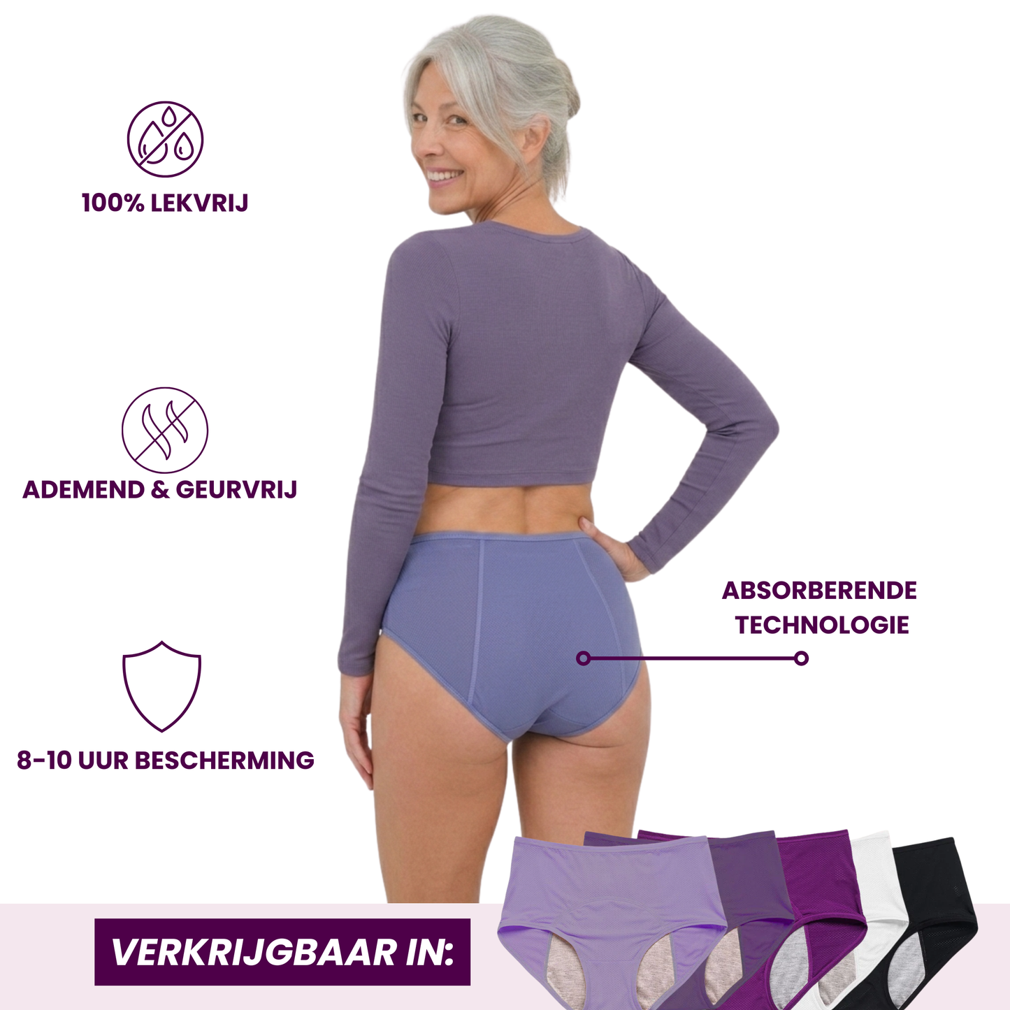 VitalDry® | Lekvrij Ondergoed (5 Stuks) | Lavendel