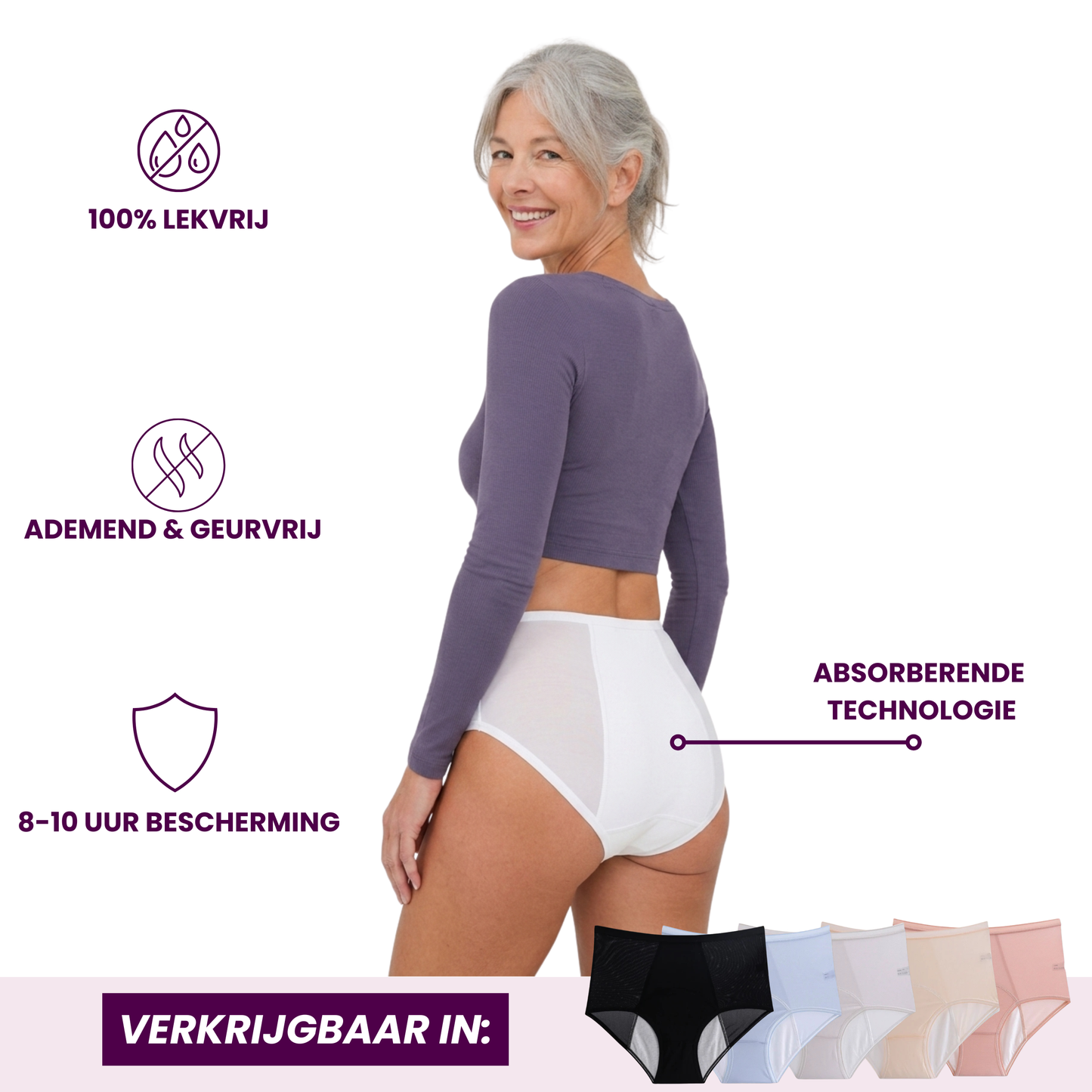 VitalDry® | Lekvrij Ondergoed (5 Stuks) | Hoge Taille