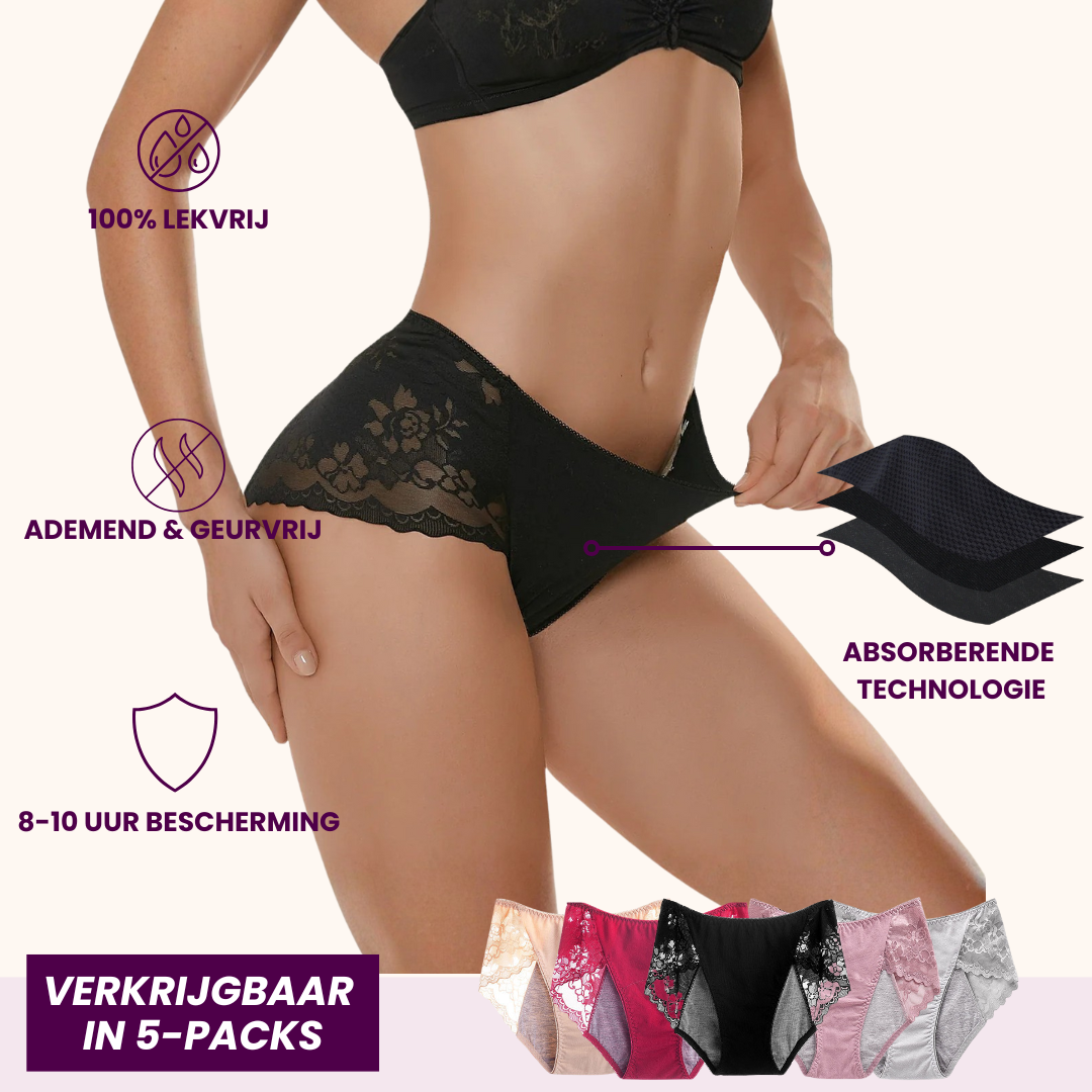 VitalDry® | Lekvrij Ondergoed (5 Stuks) | Kanten Design