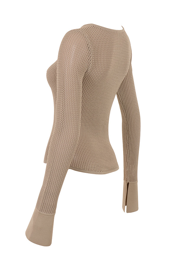 Cecilla Set | Taupe Knitted Top with Mini Skirt