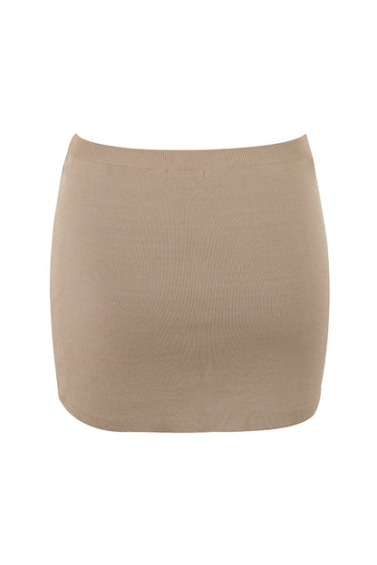 Cecilla Set | Taupe Knitted Top with Mini Skirt