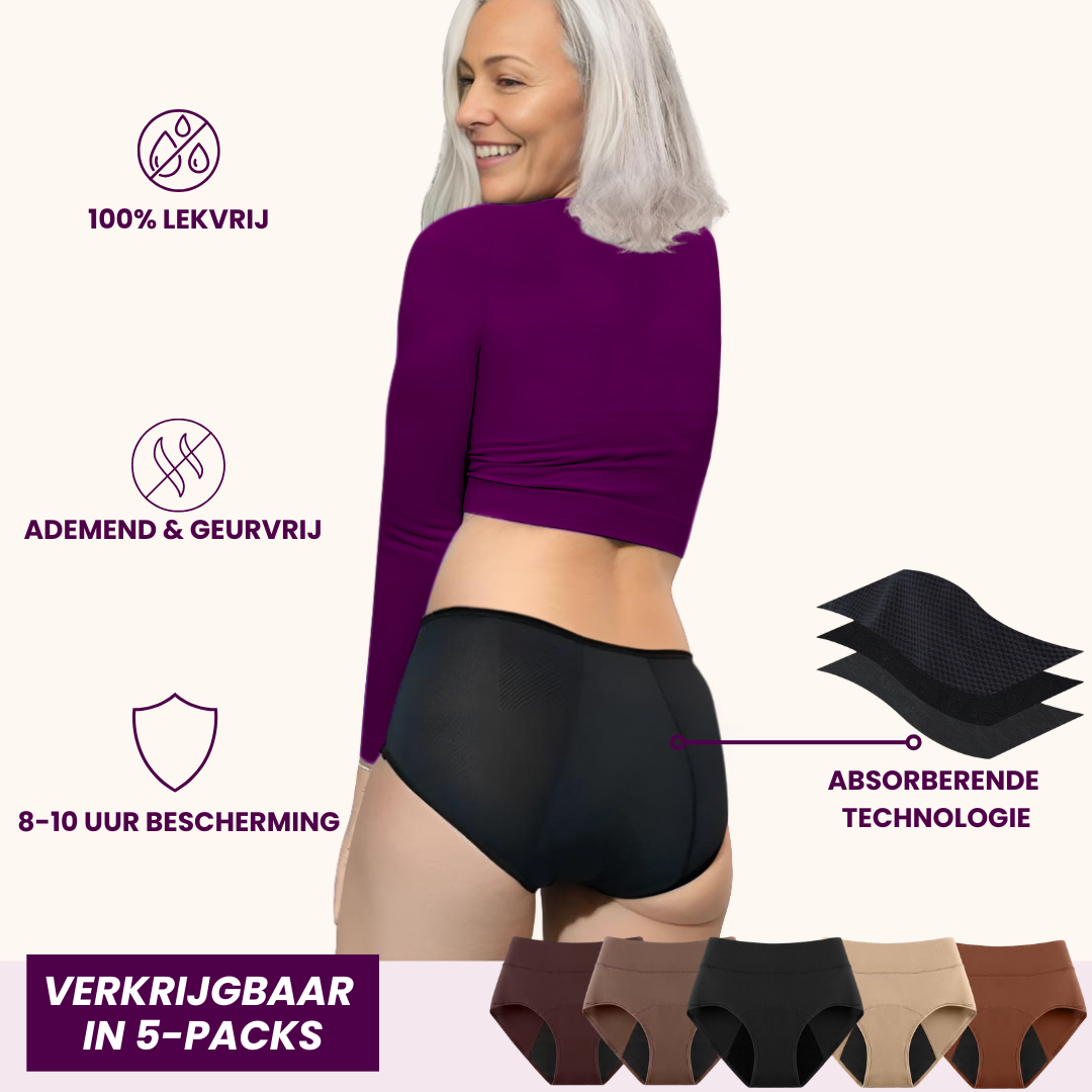 VitalDry® | Lekvrij Ondergoed (5-Pack) | Hoge Taille