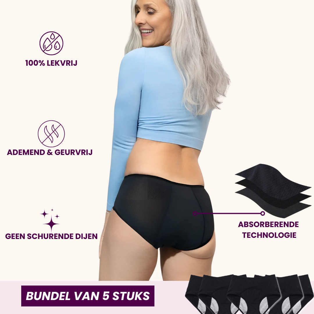 VitalDry® | Lekvrij Ondergoed (5-pack) - Zwart