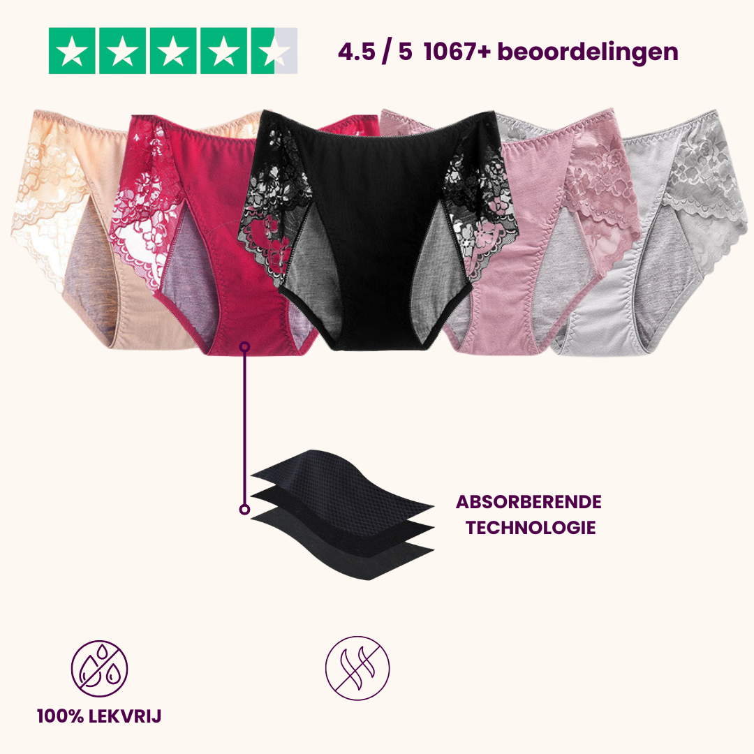 VitalDry® | Lekvrij Ondergoed (5 Stuks) | Kanten Design