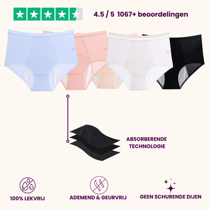 VitalDry® | Lekvrij Ondergoed (5 Stuks) | Hoge Taille